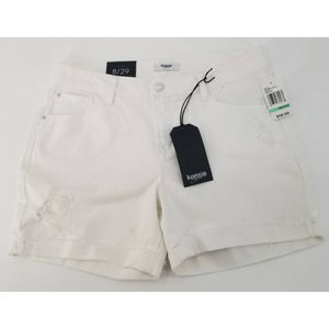 NWT Kenzie White Denim Shorts 100% Cotton Raw Cuffed Hem 8/29 Distressed MSRP$58